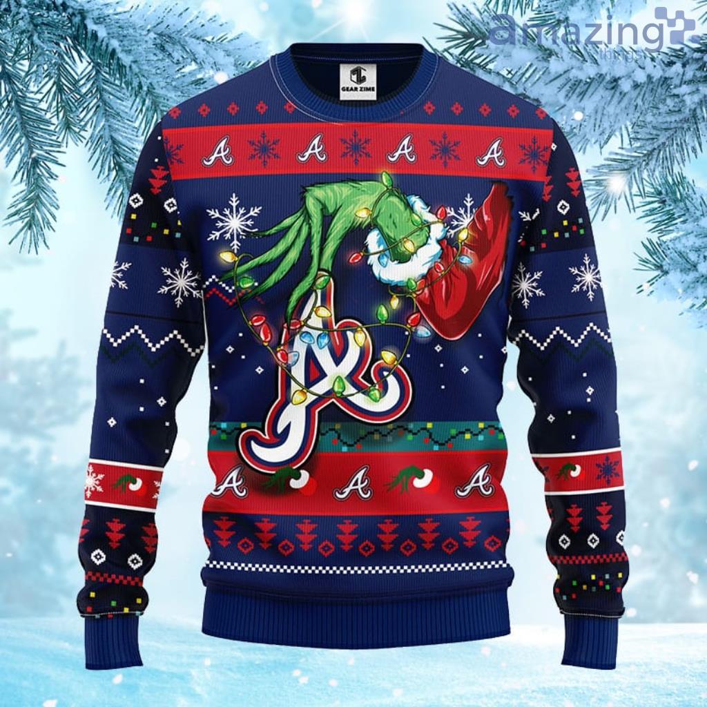 MLB Atlanta Braves Grinch Christmas Ugly Sweater For Fans - 1