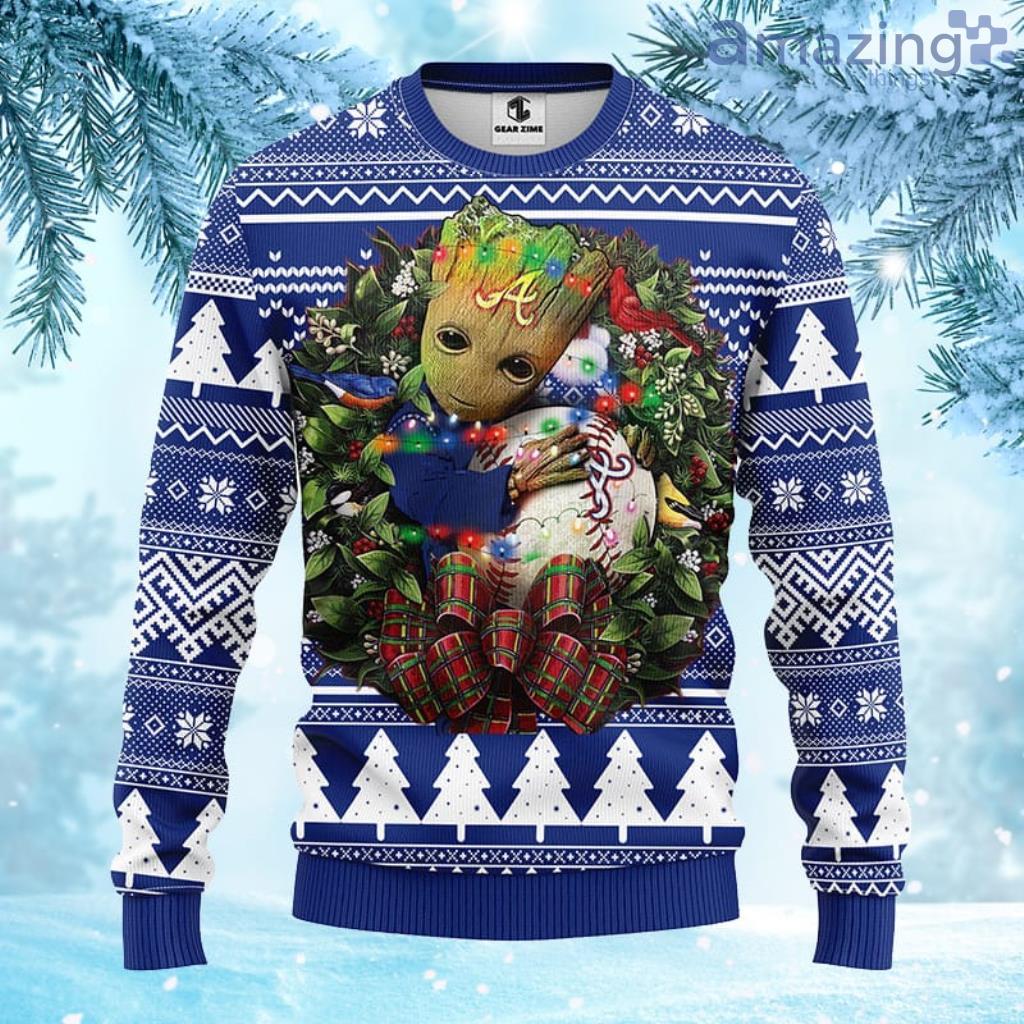 MLB Atlanta Braves Groot Hug Christmas Ugly Sweater For Fans - 1 MLB Atlanta Braves Groot Hug Christmas Ugly Sweater For Fans - 1