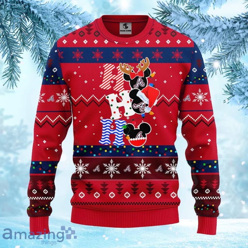 MLB Atlanta Braves HoHoHo Mickey Christmas Ugly Sweater For Fans - 1