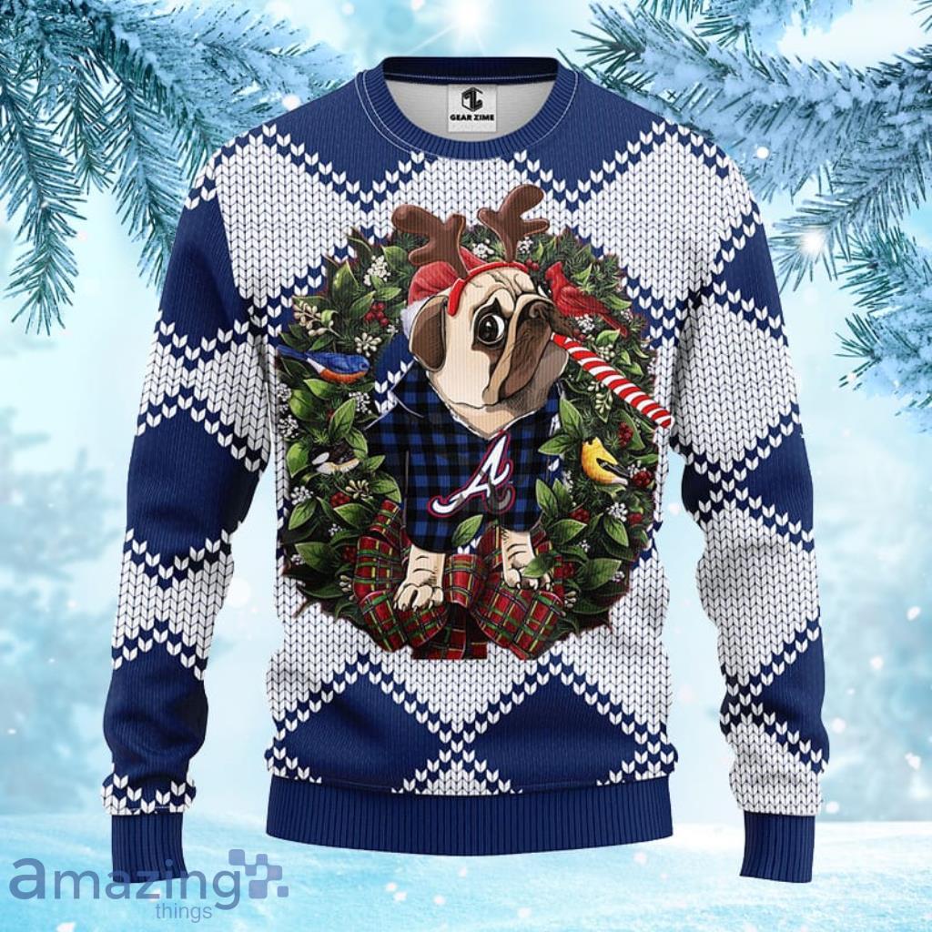 MLB Atlanta Braves Pub Dog Christmas Ugly Sweater For Fans - 1