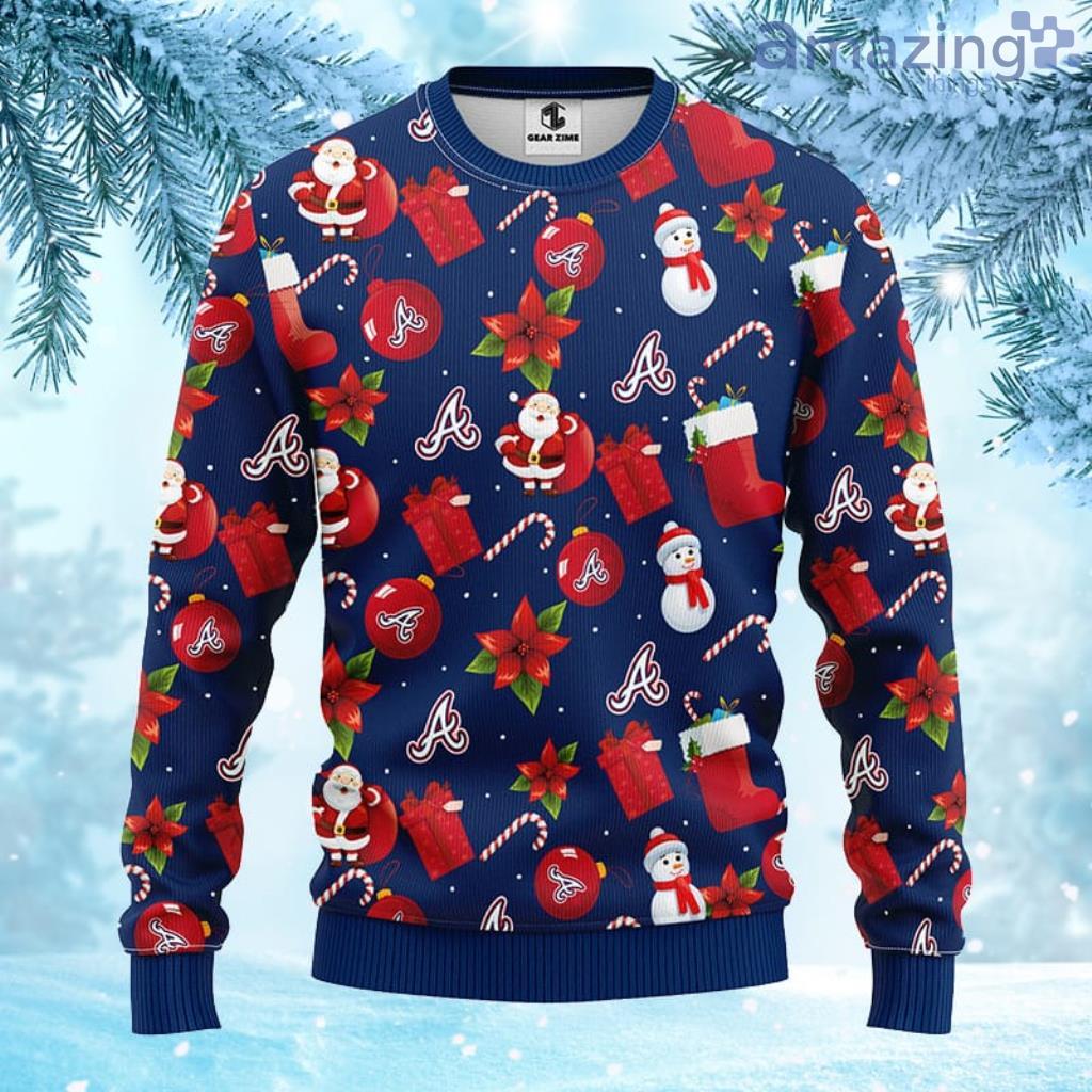 MLB Atlanta Braves Santa Claus Snowman Christmas Ugly Sweater For Fans - 1