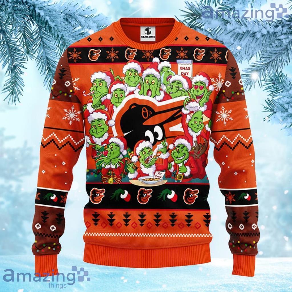MLB Baltimore Orioles 12 Grinch Xmas Day Christmas Ugly Sweater For Fans - 1