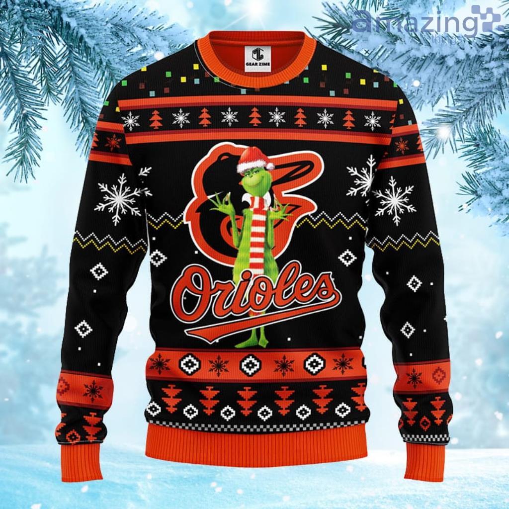 MLB Baltimore Orioles Funny Grinch Christmas Ugly Sweater For Fans - 1