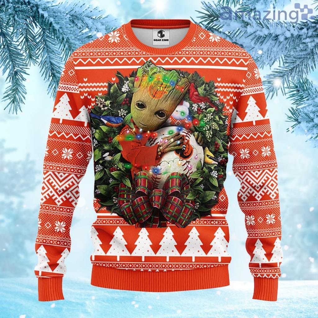 MLB Baltimore Orioles Groot Hug Christmas Ugly Sweater For Fans - 1