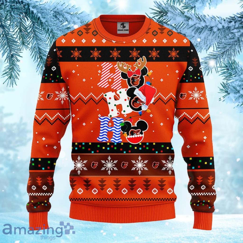 MLB Baltimore Orioles HoHoHo Mickey Christmas Ugly Sweater For Fans - 1