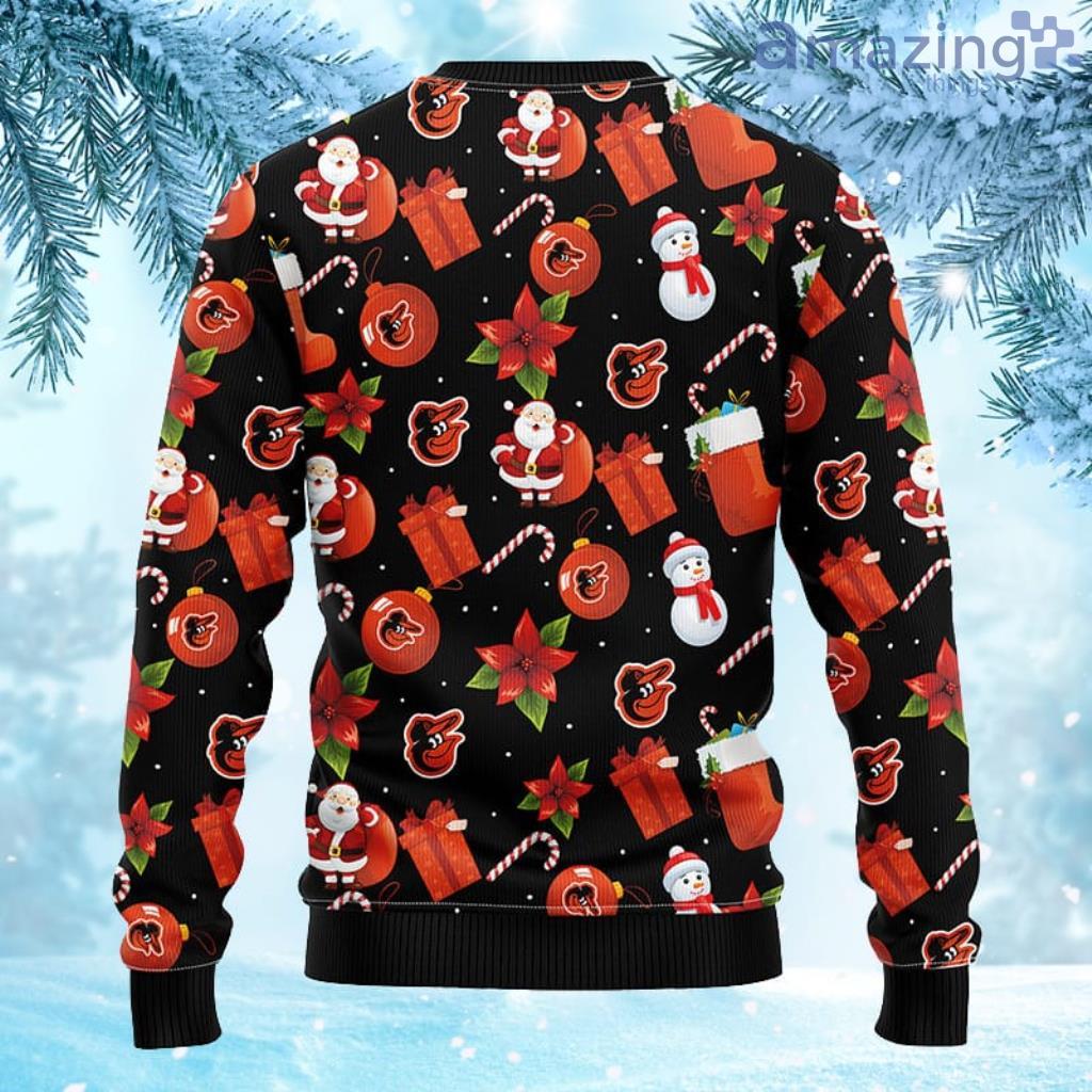 MLB Baltimore Orioles Santa Claus Snowman Christmas Ugly Sweater For Fans image MLB Baltimore Orioles Santa Claus Snowman Christmas Ugly Sweater For Fans - 2