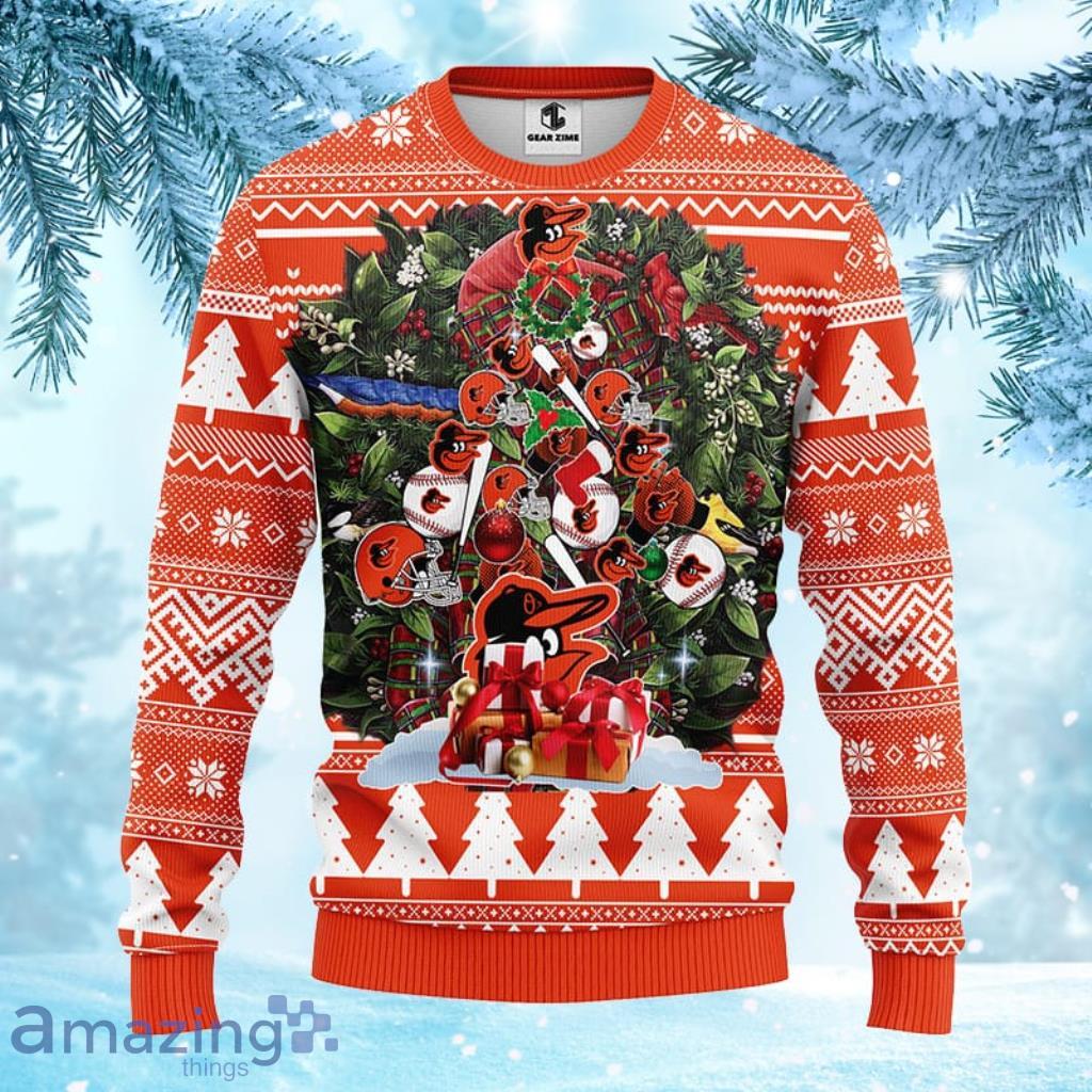 MLB Baltimore Orioles Tree Ugly Christmas Fleece Sweater For Fans - 1