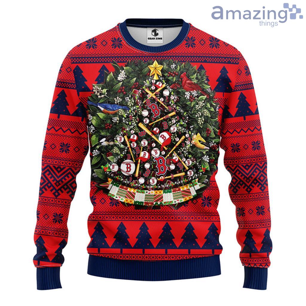 MLB Boston Red Sox Christmas Tree Ugly Sweater For Fans - 1 MLB Boston Red Sox Christmas Tree Ugly Sweater For Fans - 1