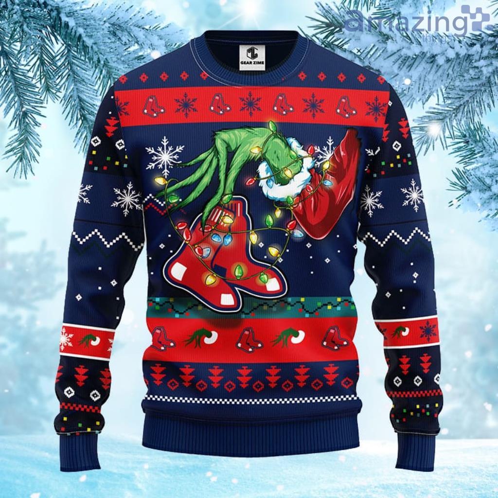 MLB Boston Red Sox Funny Grinch Christmas Ugly Sweater For Fans - 1