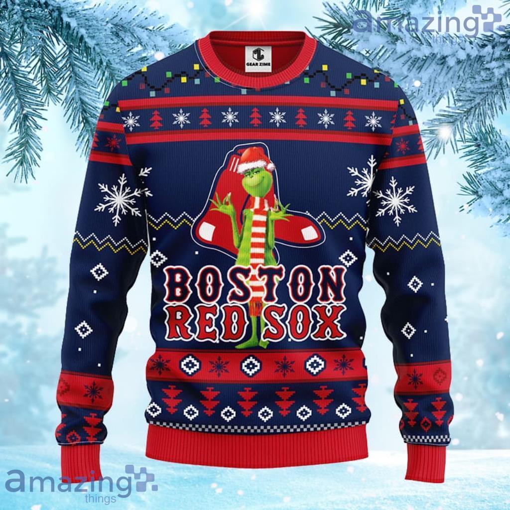 MLB Boston Red Sox Grinch Christmas Ugly Sweater For Fans - 1