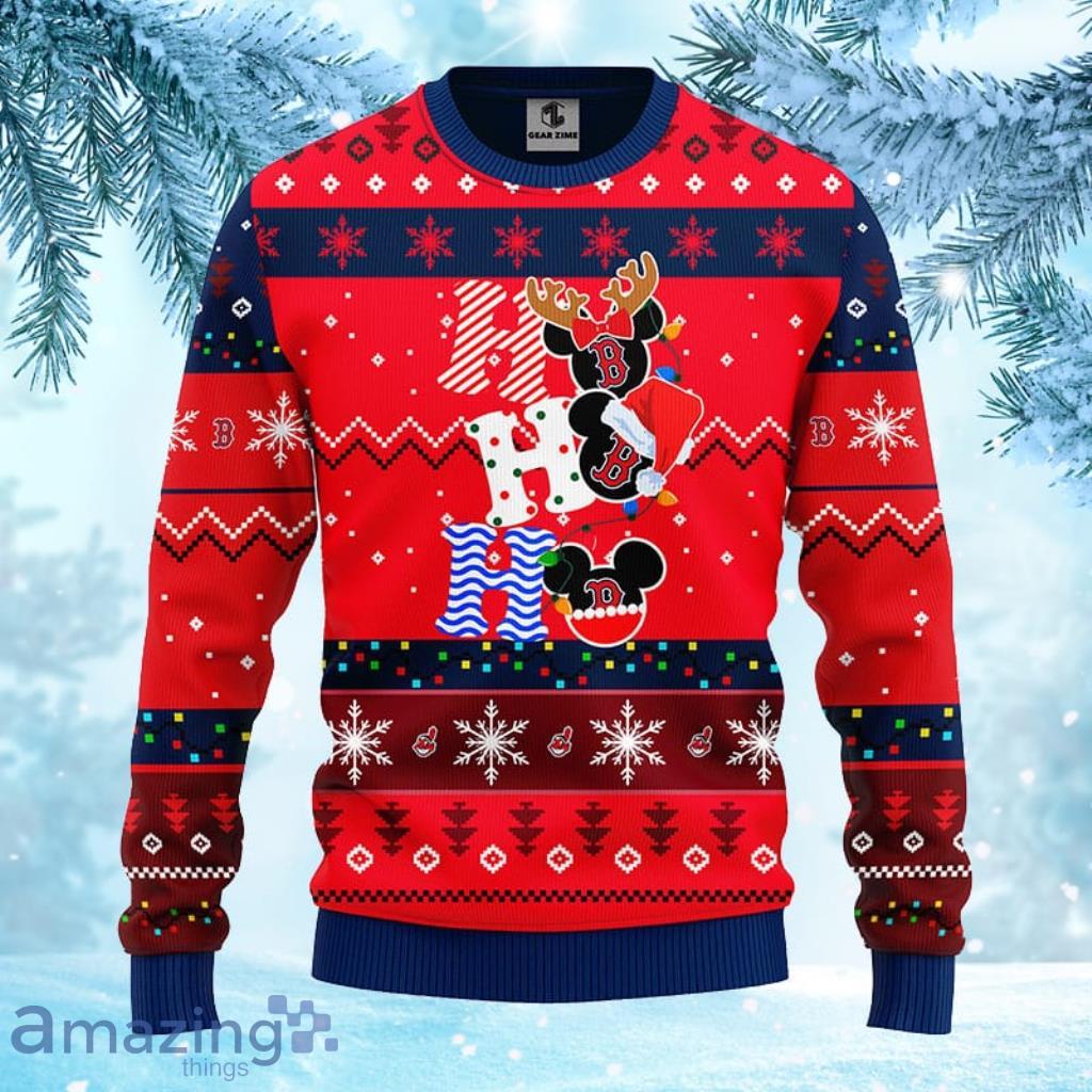 MLB Boston Red Sox HoHoHo Mickey Christmas Ugly Sweater For Fans - 1 MLB Boston Red Sox HoHoHo Mickey Christmas Ugly Sweater For Fans - 1