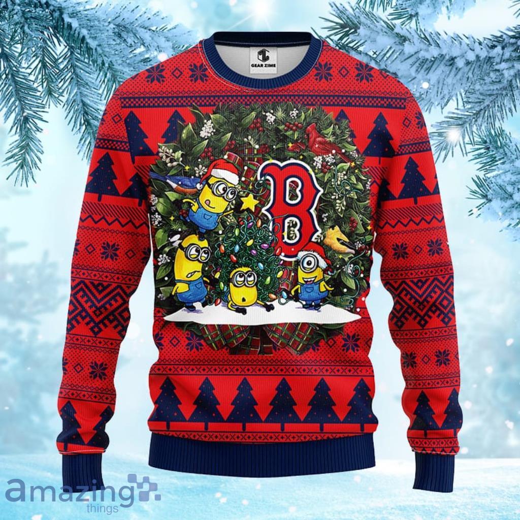 MLB Boston Red Sox Minion Christmas Ugly Sweater For Fans - 1