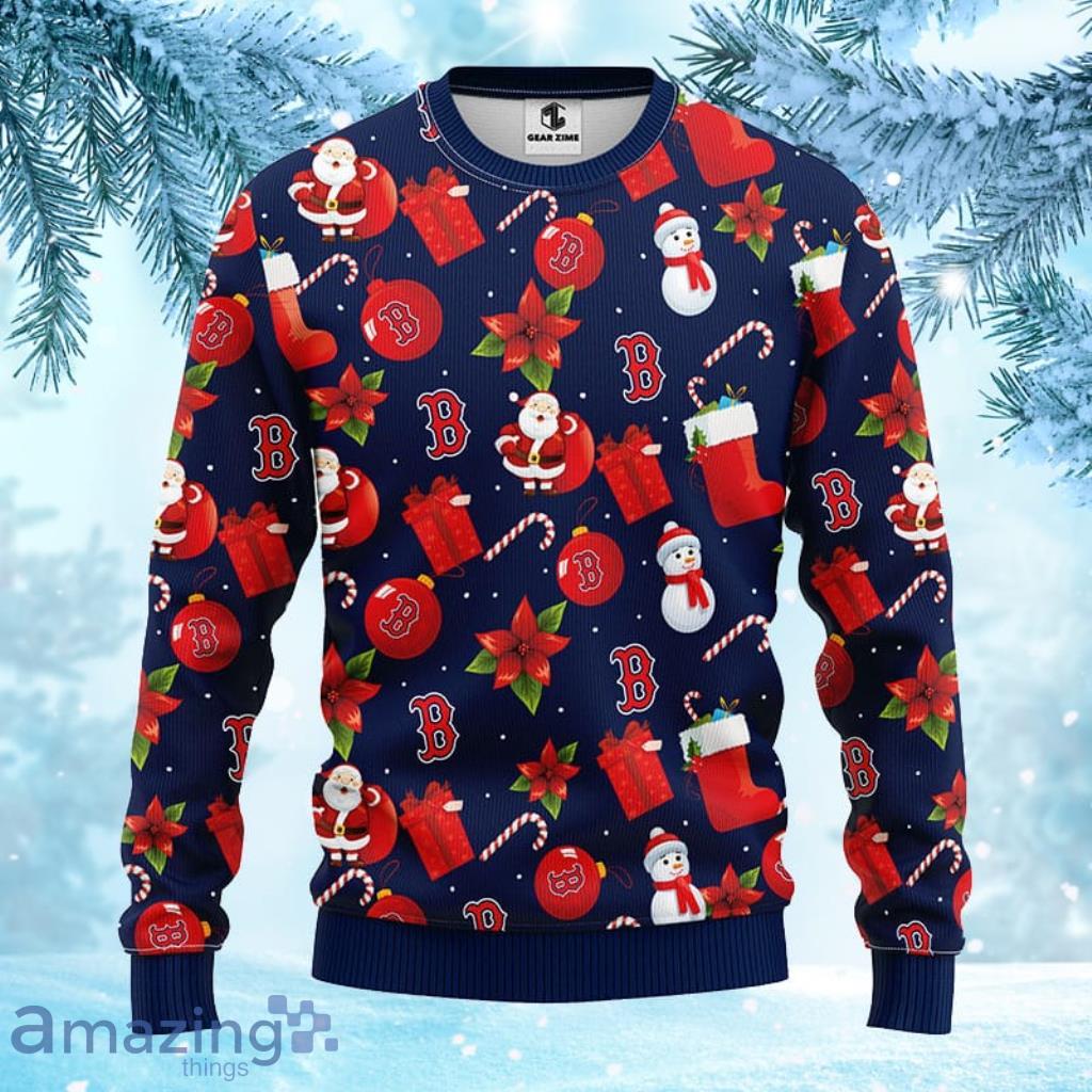 MLB Boston Red Sox Santa Claus Snowman Christmas Ugly Sweater For Fans - 1