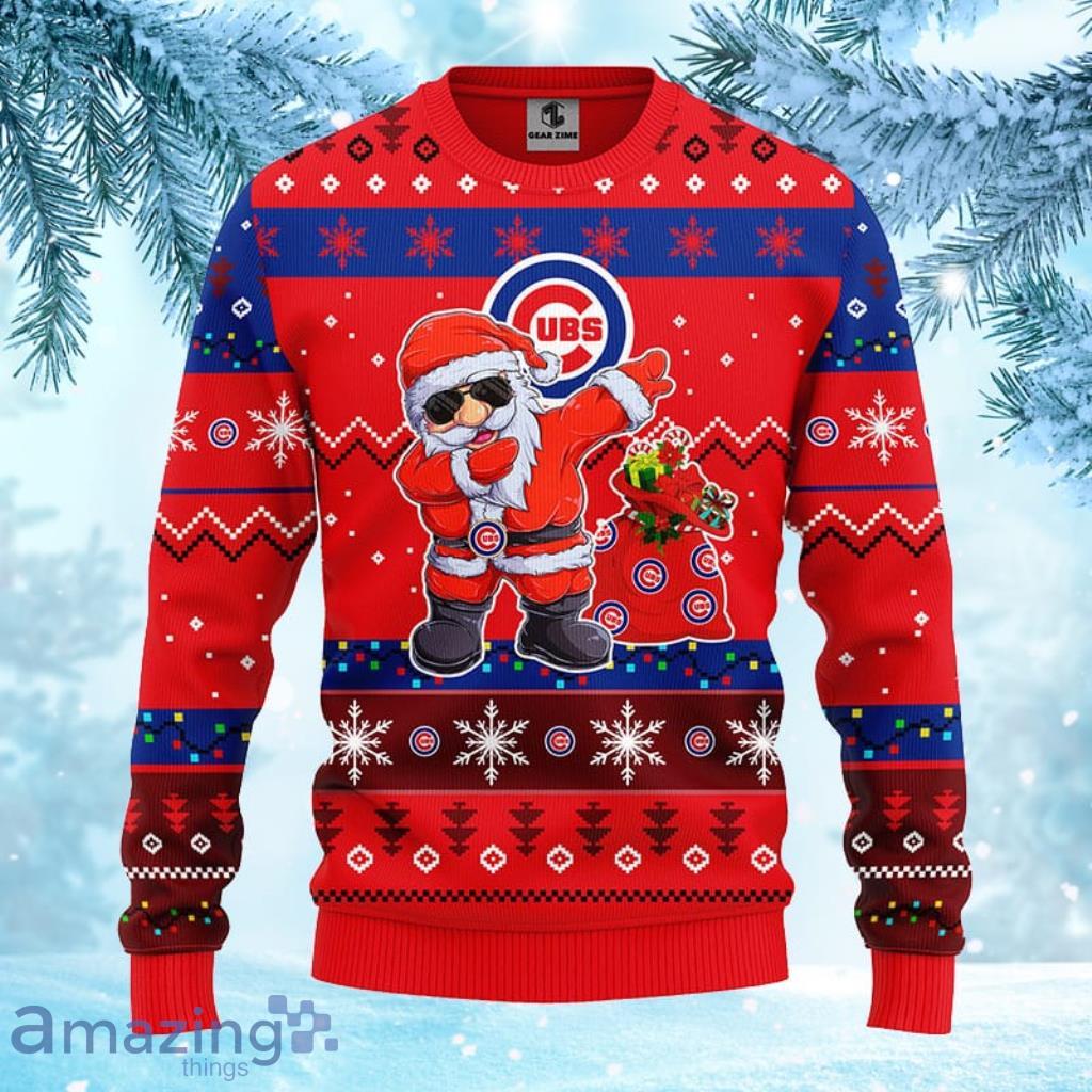 MLB Chicago Cubs Dabbing Santa Claus Christmas Ugly Sweater For Fans - 1