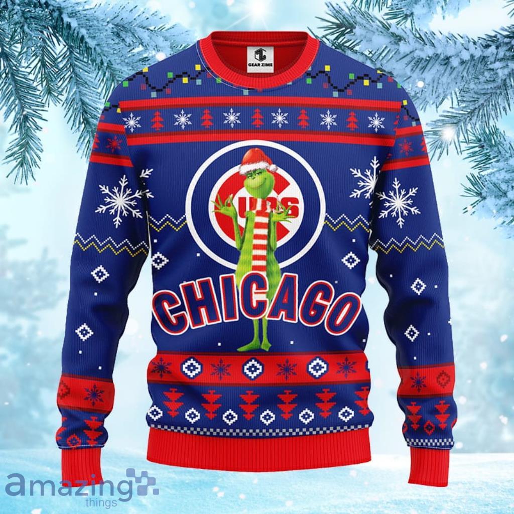 MLB Chicago Cubs Funny Grinch Christmas Ugly Sweater For Fans - 1