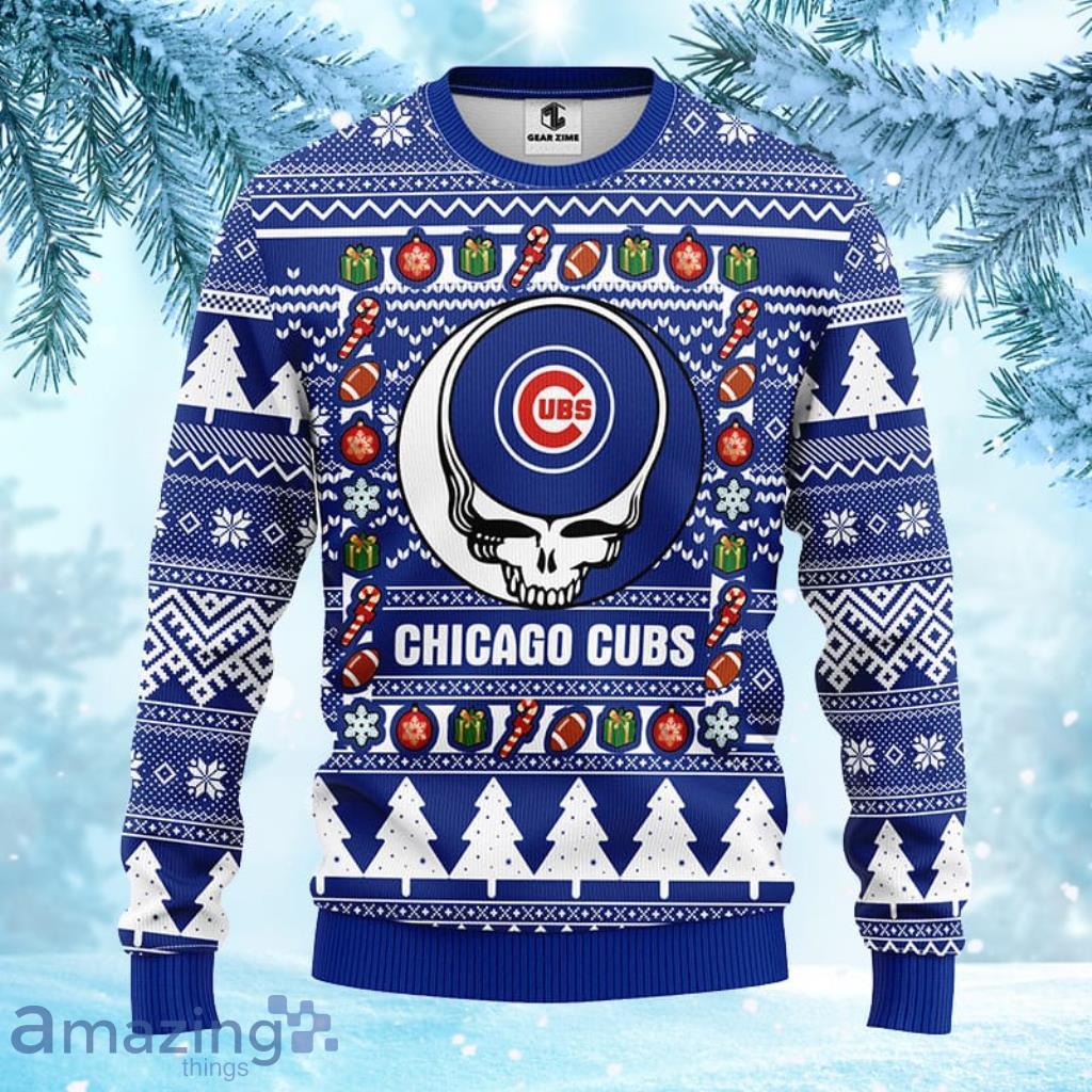 MLB Chicago Cubs Grateful Dead Ugly Christmas Fleece Sweater For Fans
