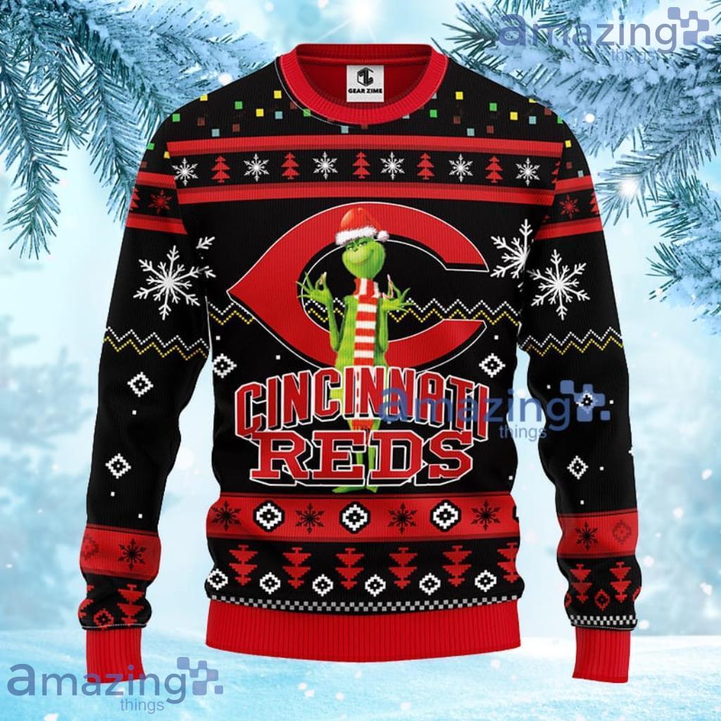 MLB Cincinnati Reds Grinch Christmas Ugly Sweater For Fans - 1