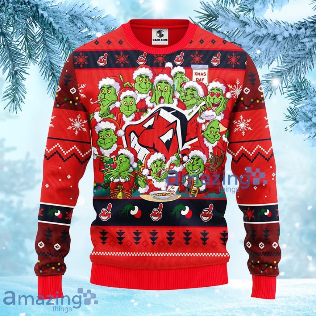MLB Cleveland Indians 12 Grinch Xmas Day Christmas Ugly Sweater For Fans - 1
