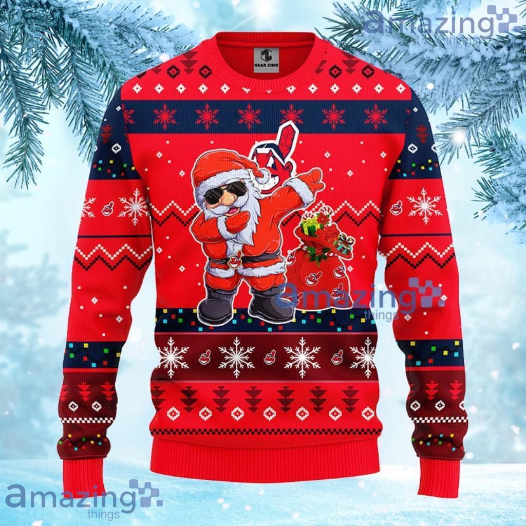 MLB Cleveland Indians Dabbing Santa Claus Christmas Ugly Sweater For Fans - 1 MLB Cleveland Indians Dabbing Santa Claus Christmas Ugly Sweater For Fans - 1