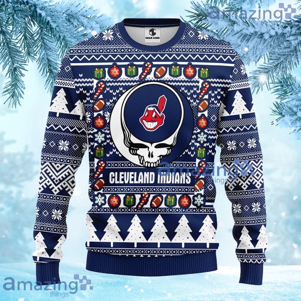 MLB Cleveland Indians Grateful Dead Ugly Christmas Fleece Sweater