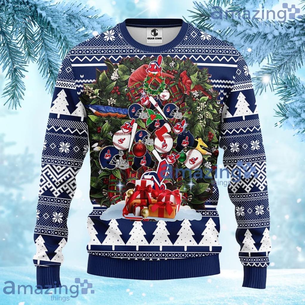 MLB Cleveland Indians Tree Ugly Christmas Fleece Sweater For Fans - 1
