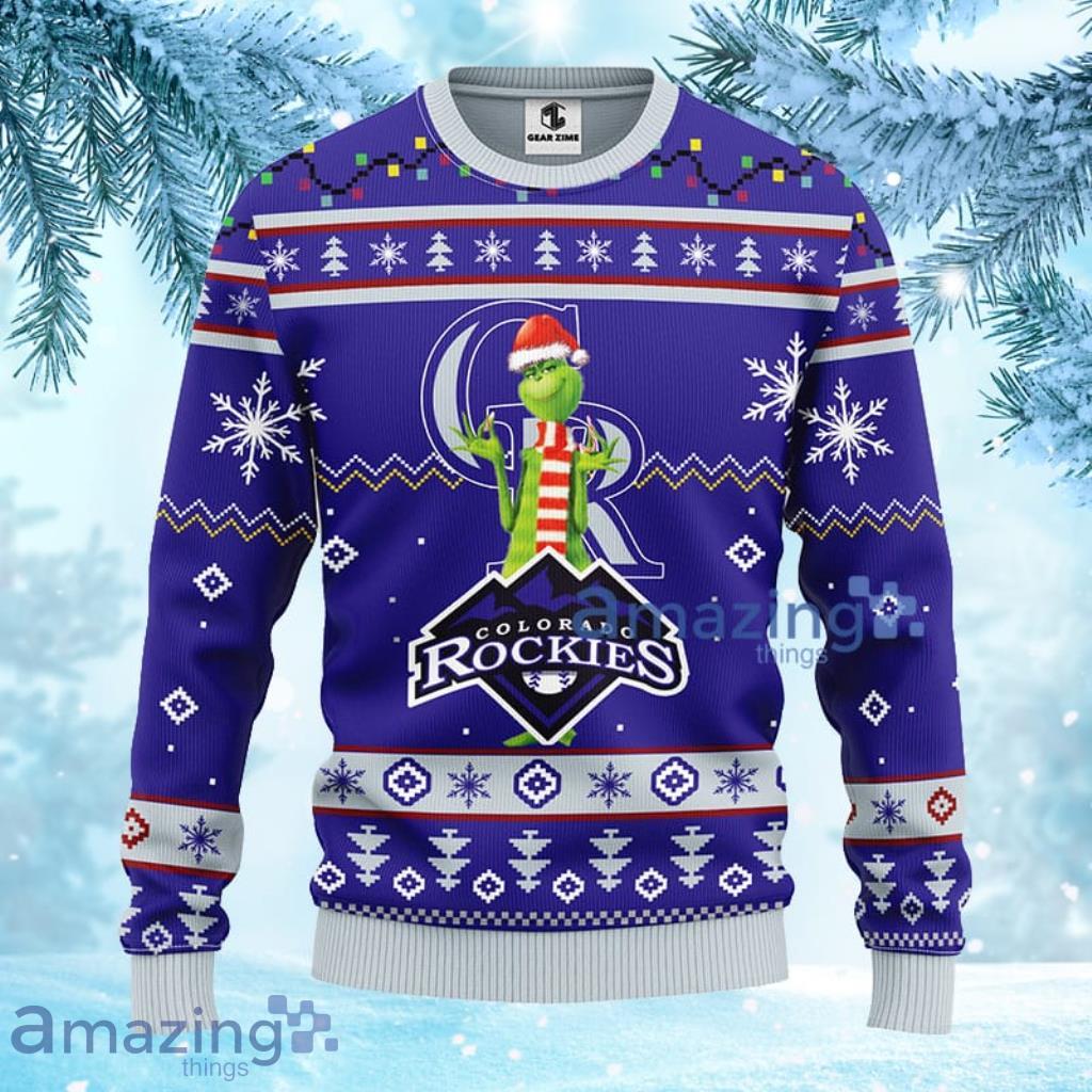 MLB Colorado Rockies Funny Grinch Christmas Ugly Sweater For Fans - 1