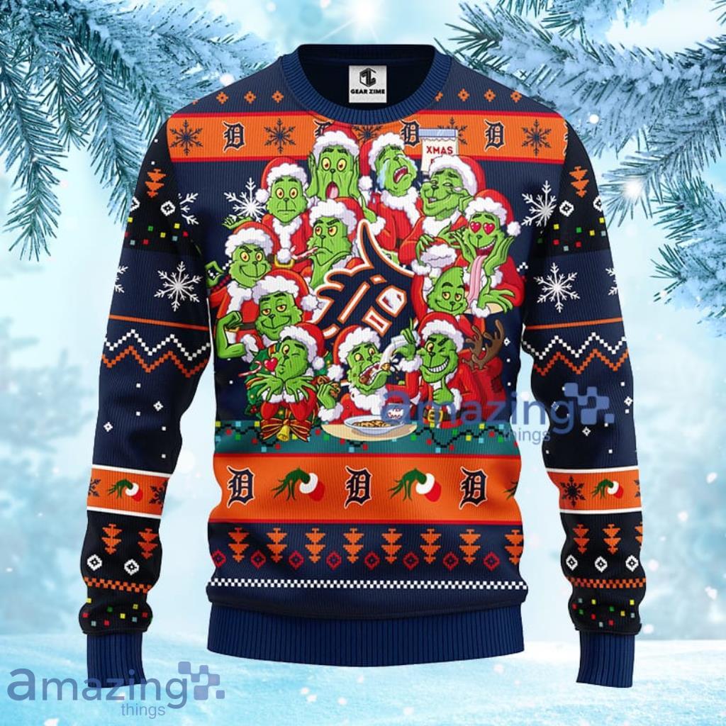 MLB Detroit Tigers 12 Grinch Xmas Day Christmas Ugly Sweater For Fans - 1