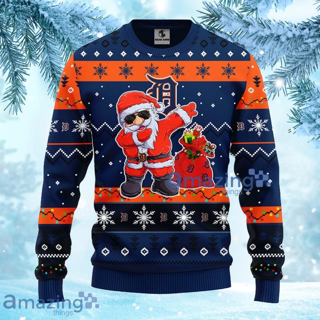 MLB Detroit Tigers Dabbing Santa Claus Christmas Ugly Sweater For Fans - 1
