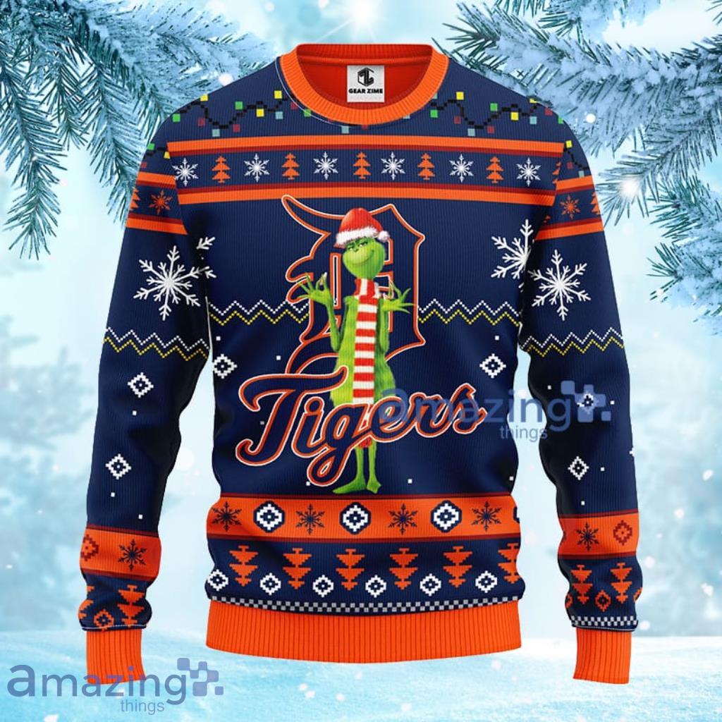 MLB Detroit Tigers Funny Grinch Christmas Ugly Sweater For Fans - 1