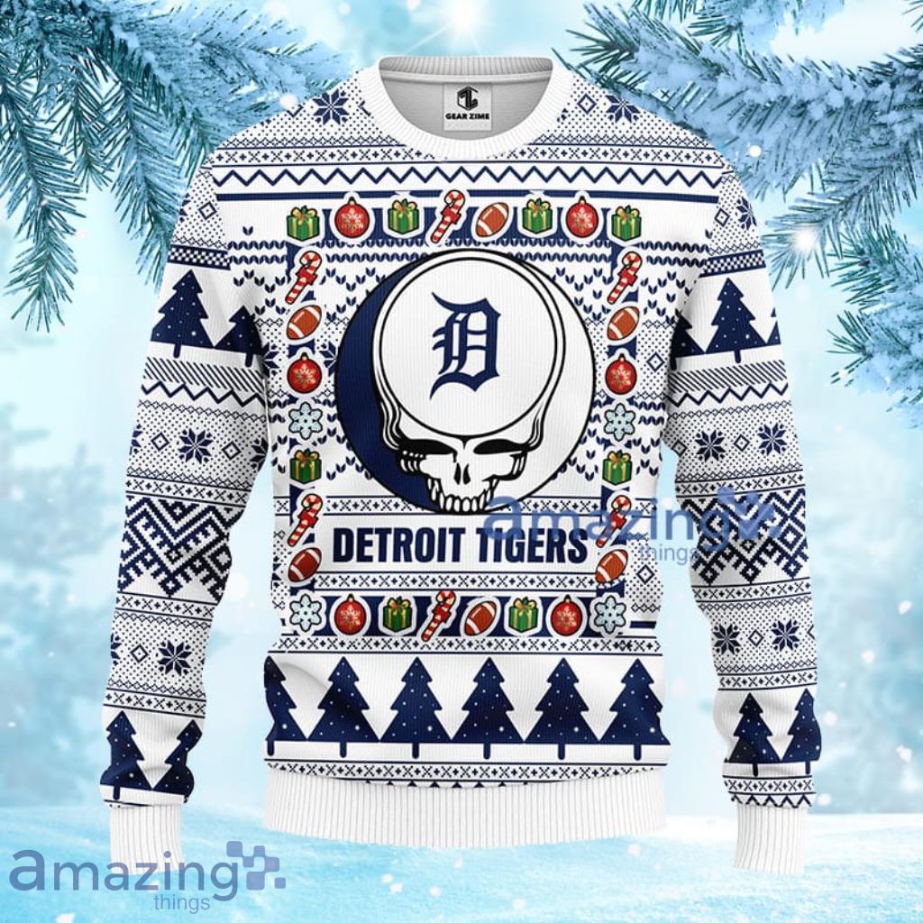 MLB Detroit Tigers Grateful Dead Ugly Christmas Fleece Sweater For Fans - 1