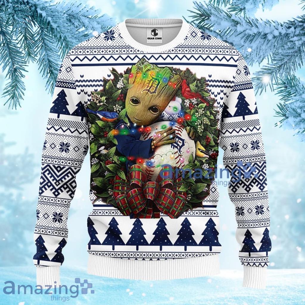 MLB Detroit Tigers Groot Hug Christmas Ugly Sweater For Fans - 1