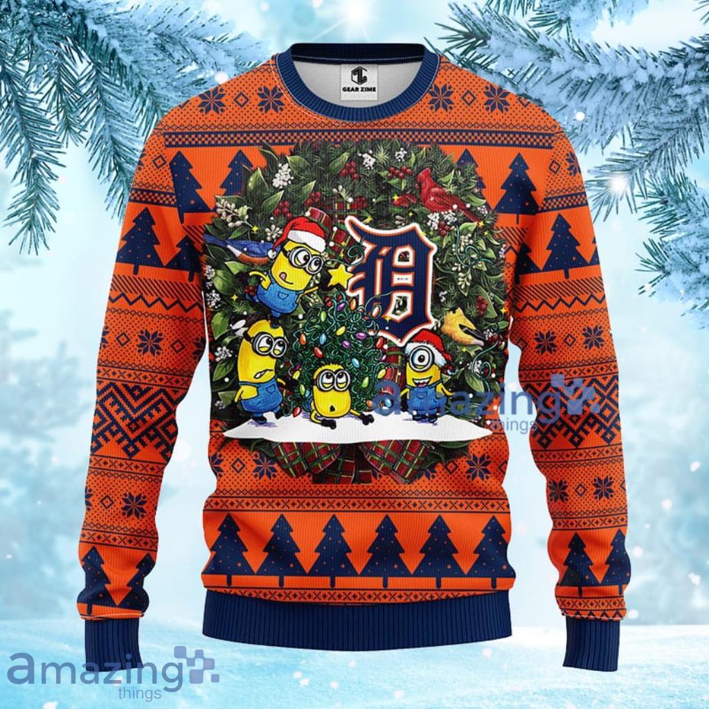 MLB Detroit Tigers Minion Christmas Ugly Sweater For Fans - 1