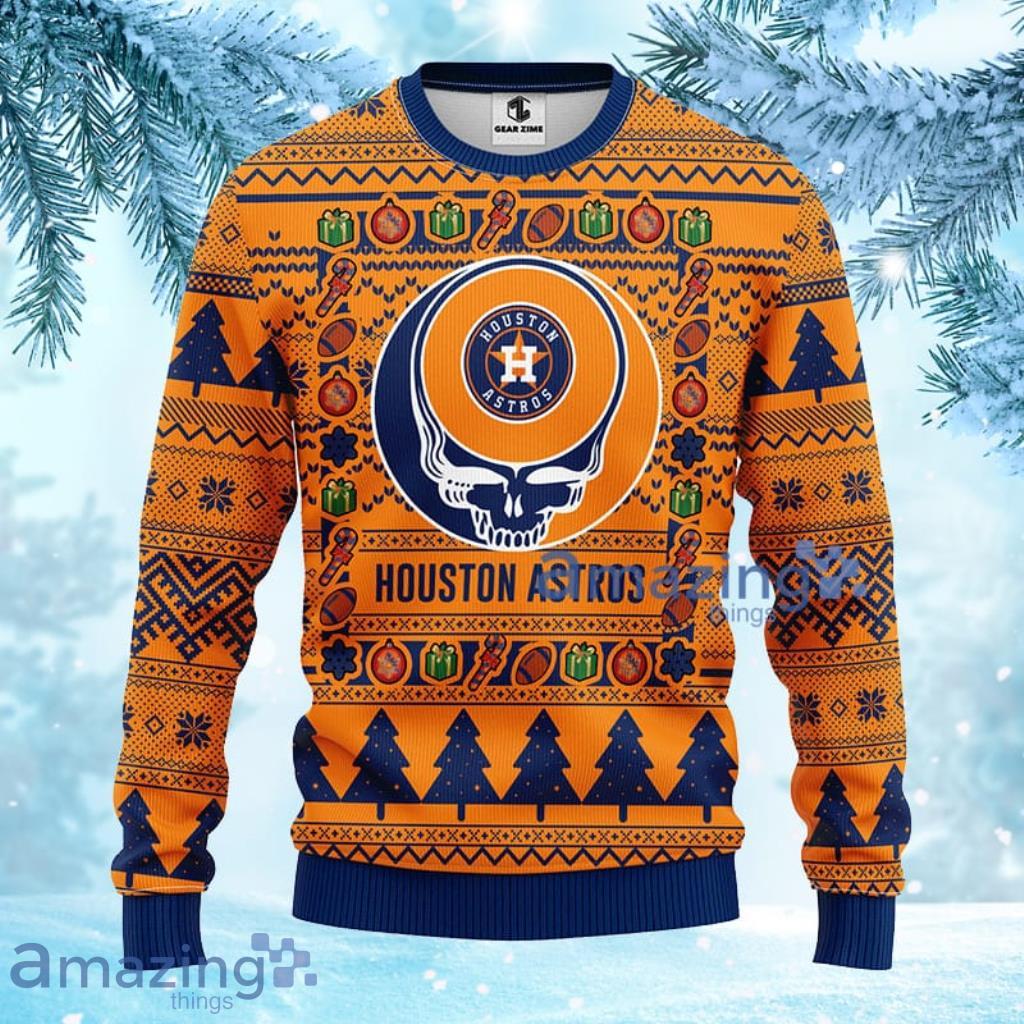 MLB Houston Astros Grateful Dead Ugly Christmas Fleece Sweater For Fans - 1