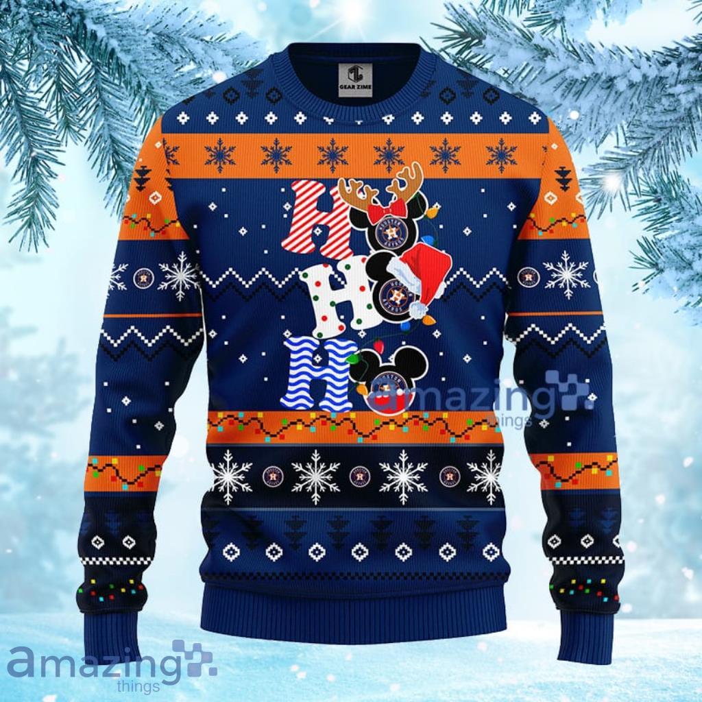 MLB Houston Astros HoHoHo Mickey Christmas Ugly Sweater For Fans - 1 MLB Houston Astros HoHoHo Mickey Christmas Ugly Sweater For Fans - 1