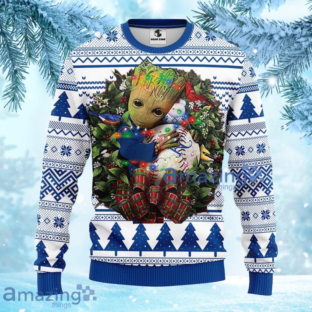 MLB Kansas City Royals Groot Hug Christmas Ugly Sweater For Fans - 1