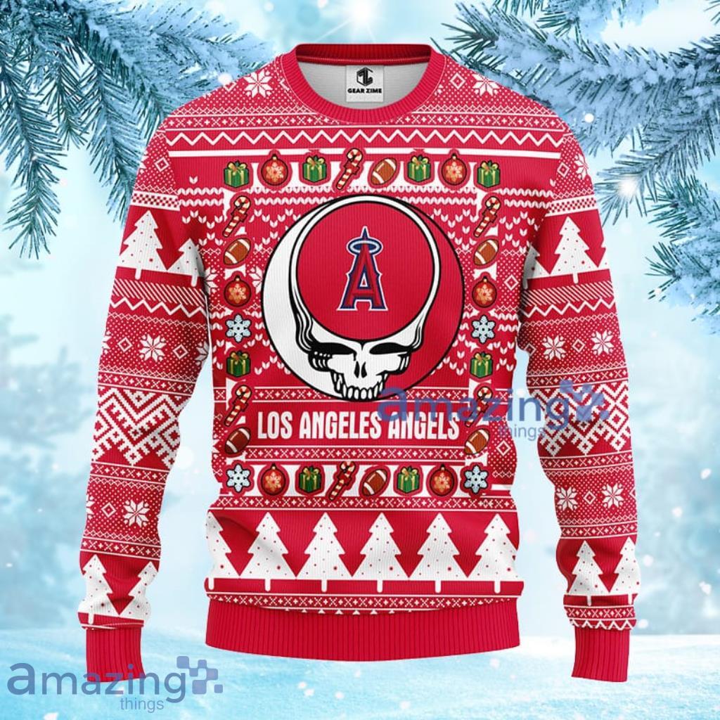 MLB Los Angeles Angels Grateful Dead Ugly Christmas Fleece Sweater For Fans - 1