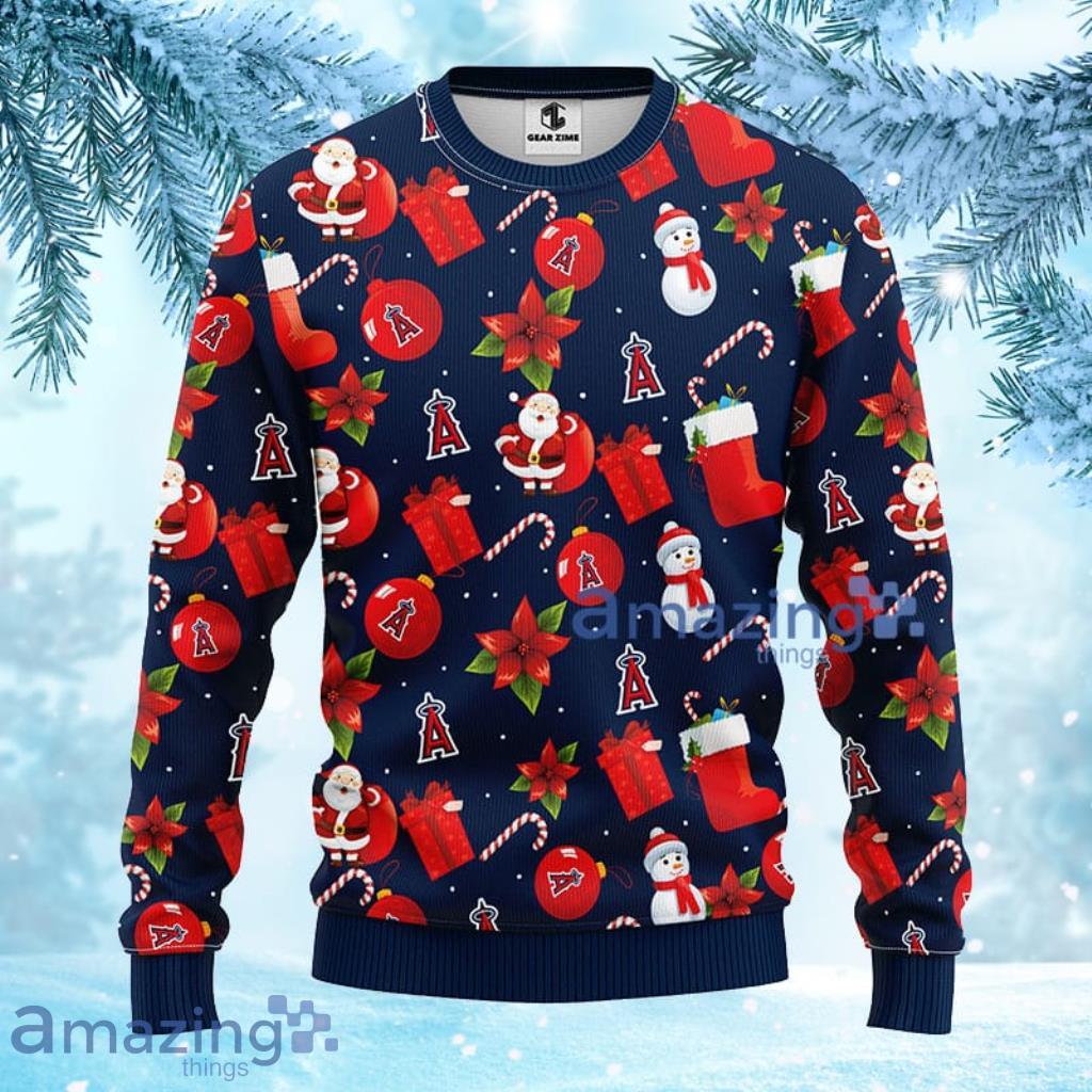 MLB Los Angeles Angels Santa Claus Snowman Christmas Ugly Sweater For Fans - 1