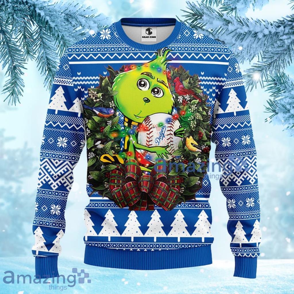 MLB Los Angeles Dodgers Grinch Hug Christmas Ugly Sweater For Fans - 1
