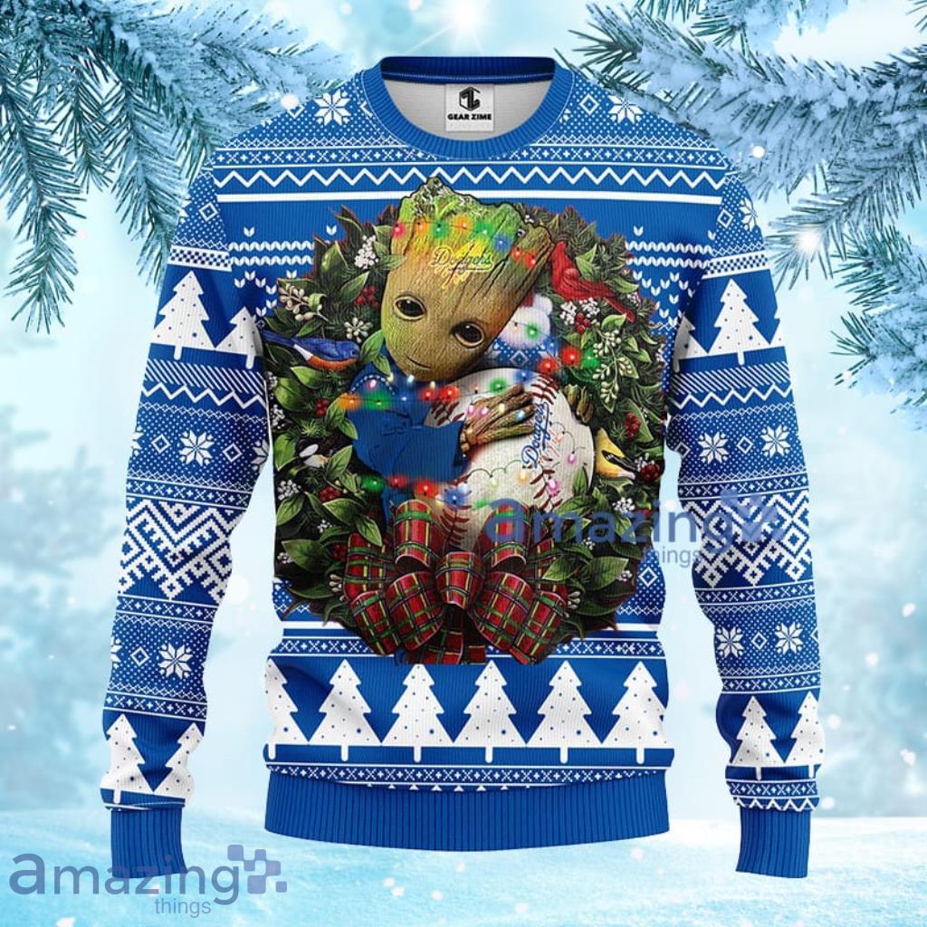 MLB Los Angeles Dodgers Groot Hug Christmas Ugly Sweater For Fans - 1