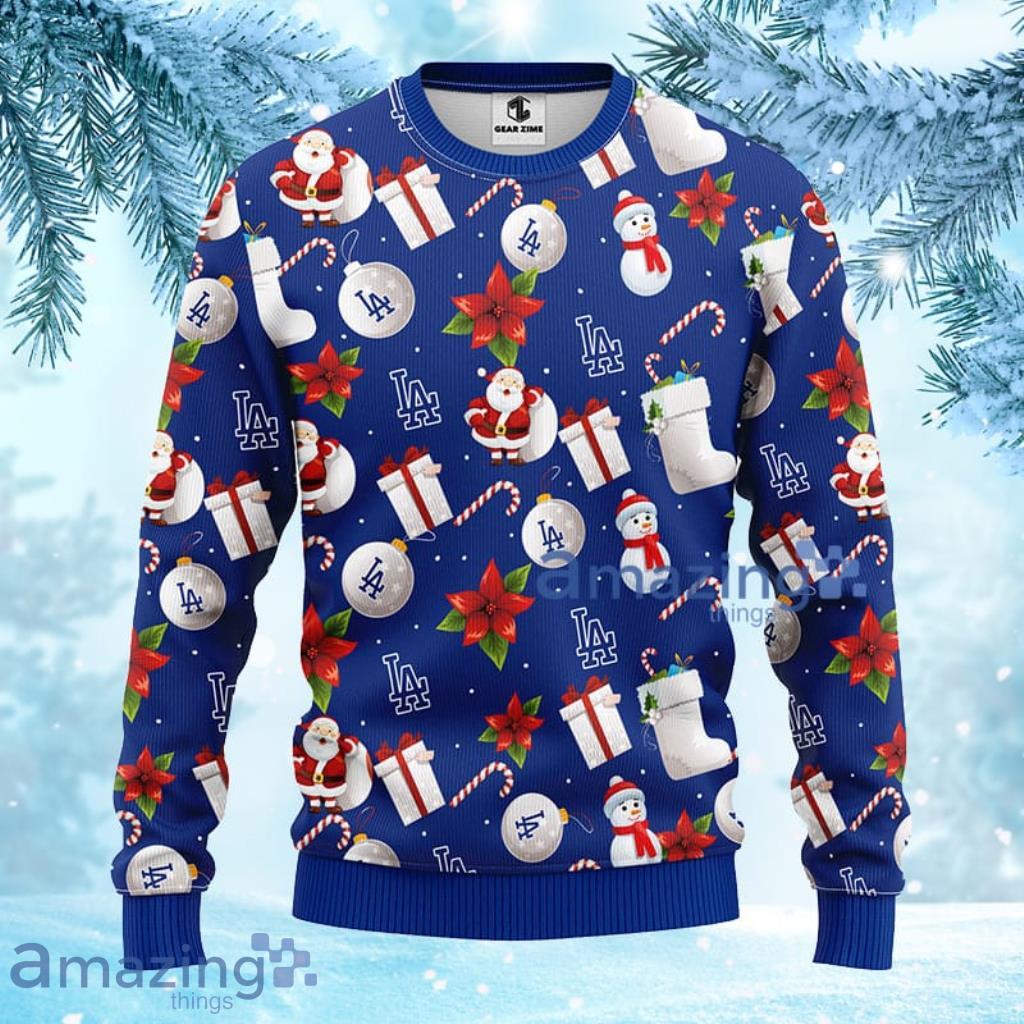 Merry Christmas Snow Pattern Funny Cute Los Angeles Dodgers Ugly Christmas  Sweater