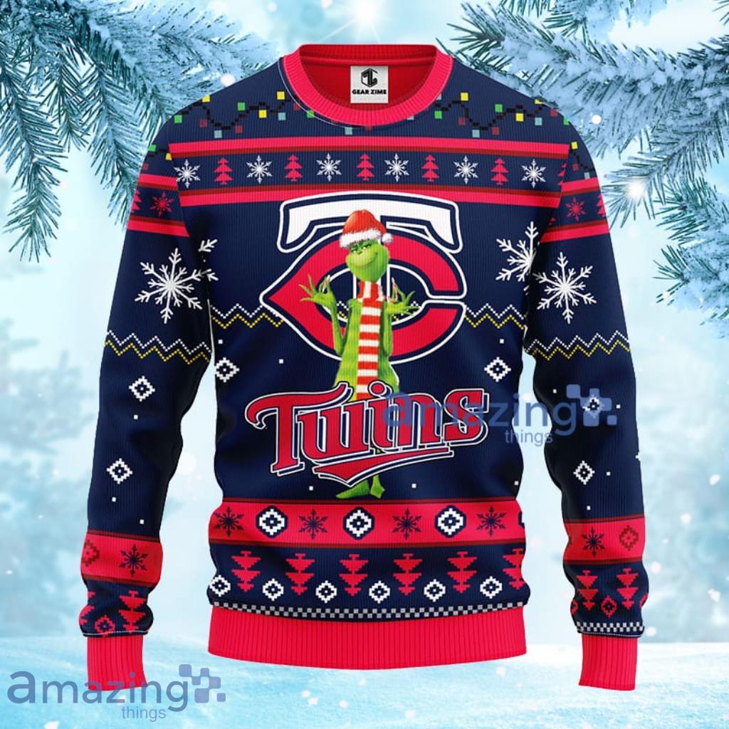 MLB Minnesota Twins Funny Grinch Christmas Ugly Sweater For Fans - 1