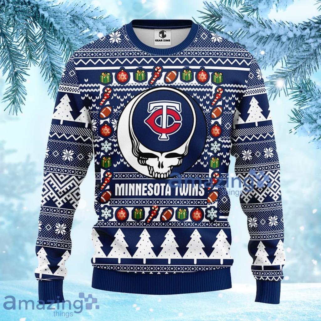MLB Minnesota Twins Grateful Dead Ugly Christmas Fleece Sweater For Fans - 1