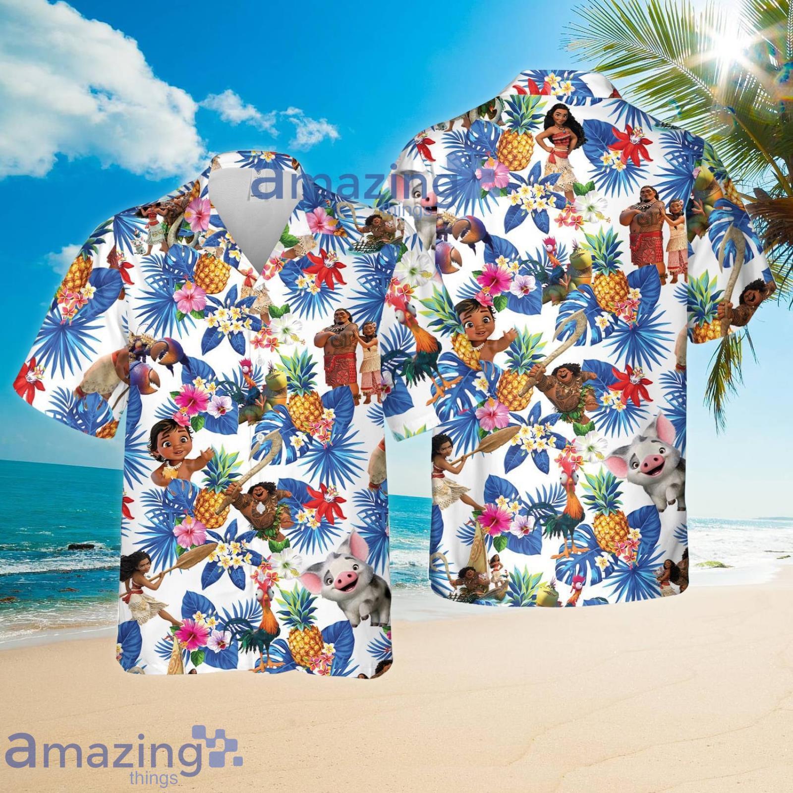 Moana Cartoon Aloha Beach Hawaii Style Pineapple Tropical Flower Summer Set Hawaiian Shirt And Shorts Product Photo 1