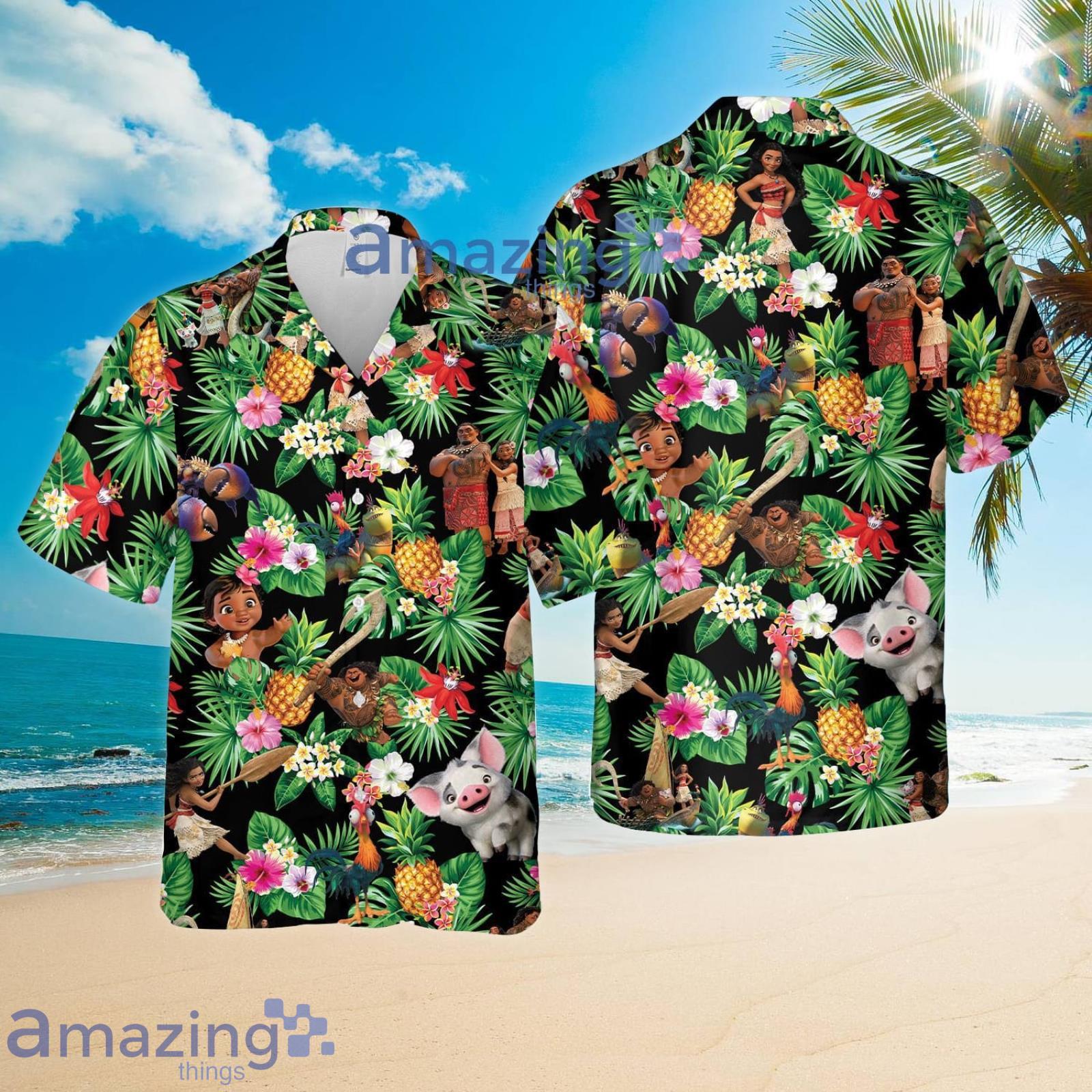Moana Cartoon Hawaii Style Pineapple Tropical Flower Summer Set Hawaiian Shirt And Shorts Product Photo 1