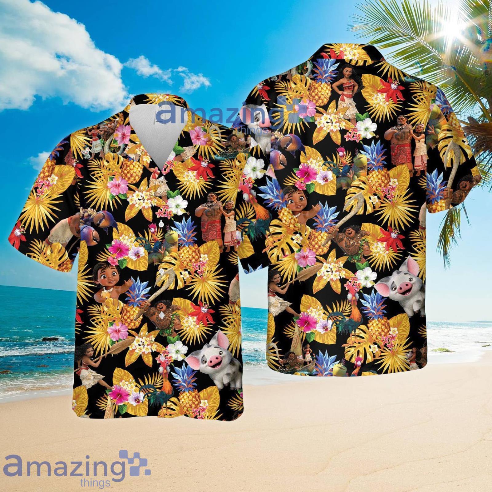 Moana Cartoon Tropical Hawaii Style Pineapple Tropical Flower Summer Set Hawaiian Shirt And Shorts Product Photo 1