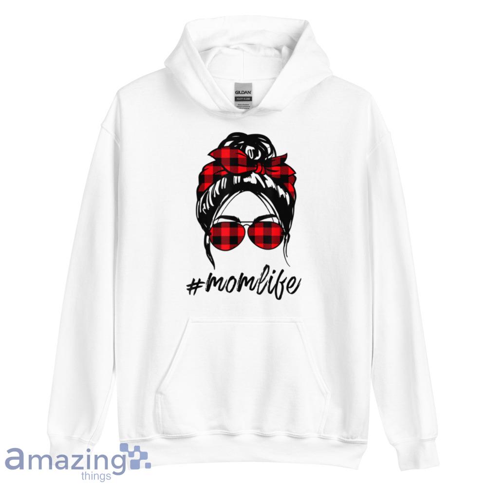Mom Life Messy Bun Hair Leopard Plaid Momlife Mother's Day T Shirt image Mom Life Messy Bun Hair Leopard Plaid Momlife Mother's Day T Shirt