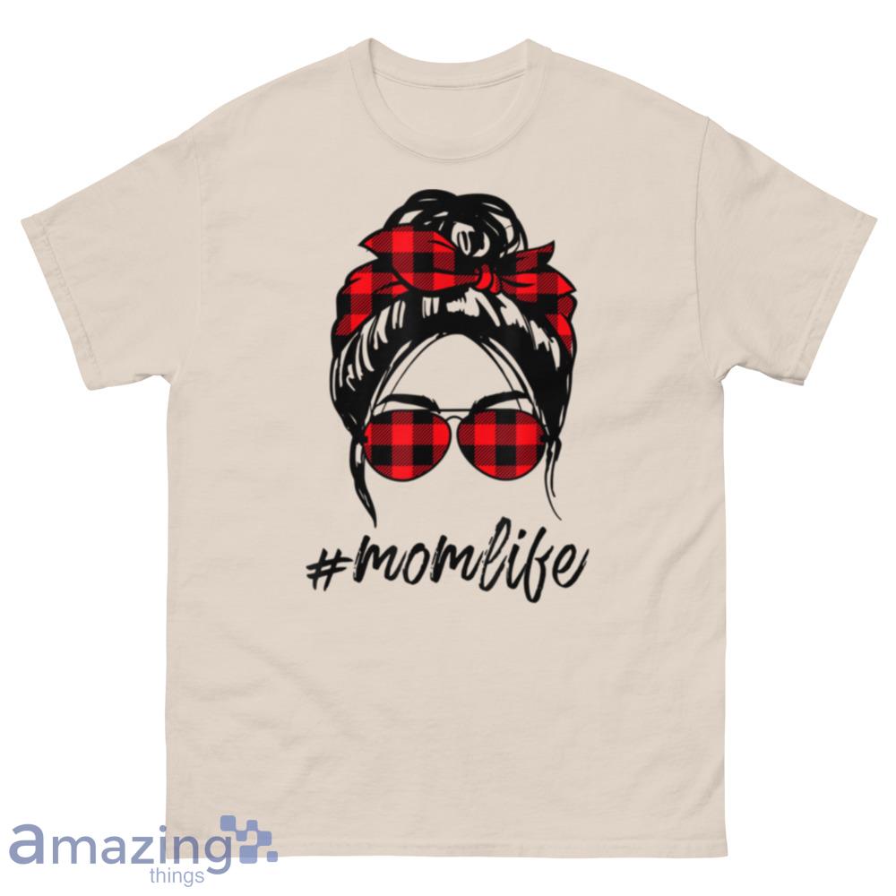Mom Life Messy Bun Hair Leopard Plaid Momlife Mother's Day T-Shirt - 500 Men’s Classic Tee Gildan