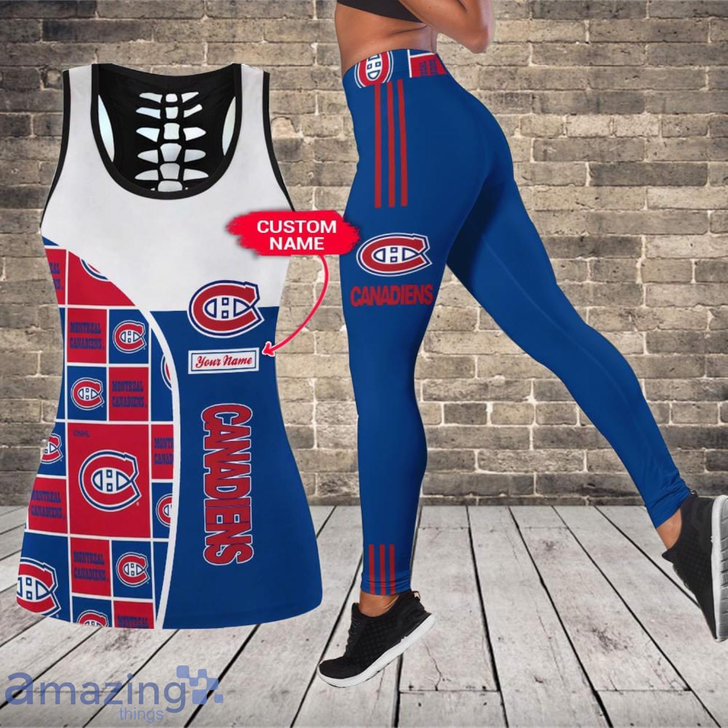 Montreal Canadiens Custom Name Leggings And Hollow Tank Top For Women Product Photo 1