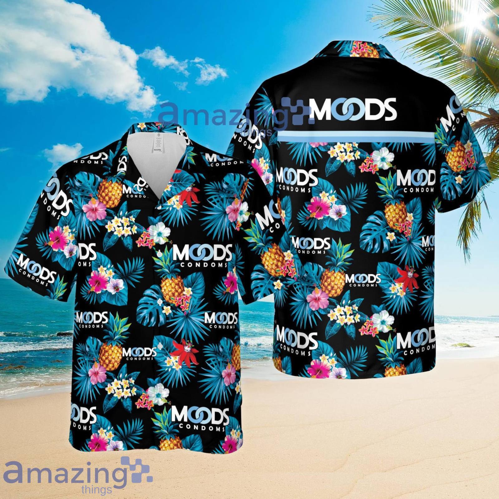 Moods Condoms Pineapple Tropical Flower Blue Summer Set Hawaiian Shirt And Shorts Product Photo 1