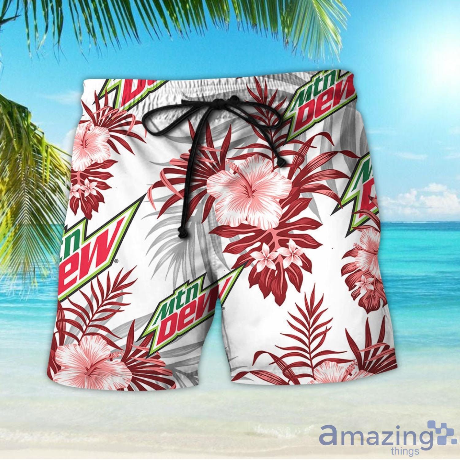 Moutain Dew Tropical Flower Aloha Hawaiian Shirt And Beach Short Set image Moutain Dew Tropical Flower Aloha Hawaiian Shirt And Beach Short Set Product Photo 2